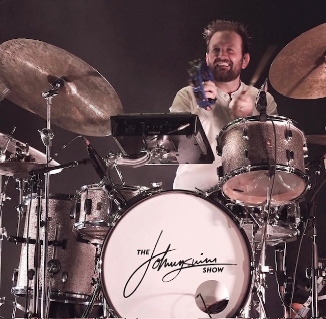 Ricky Johnson from Dallas, TX playing Roberts Drums mahogany/poplar drum kit in champagne sparkle
